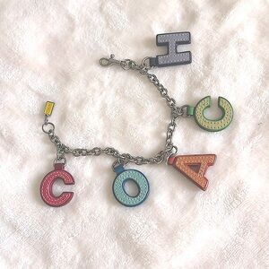 Coach leather letter C O A C H bag charm or bracelet